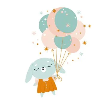Bunny with balloons Stock Illustration