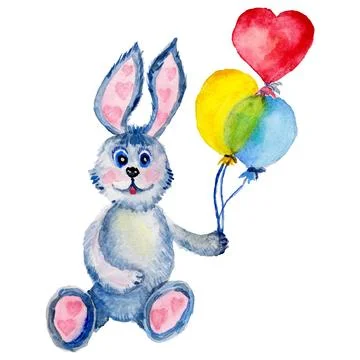 Bunny with balloons Stock Illustration