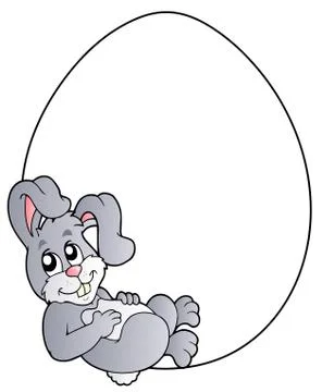 Bunny in blank Easter egg Stock Illustration