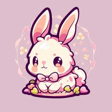 Bunny with a bow and a bow. Stock Illustration