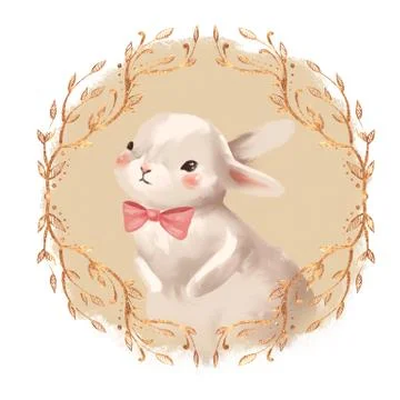 Bunny with bow. Cute easter card Stock Illustration