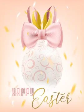 Bunny Bow Easter Egg in the confetti Stock Illustration