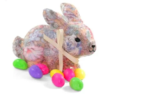 Bunny &amp; candy eggs Stock Photos
