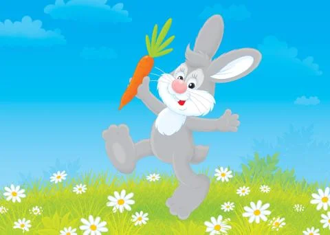 Bunny with a carrot Stock Illustration