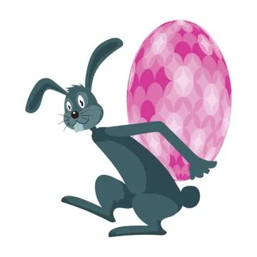 Bunny Carrying An Easter Egg Illustrazione stock