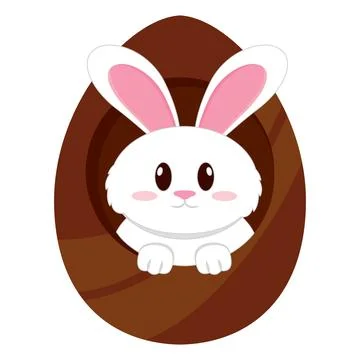Bunny on a chocolate easter egg Vector Stock Illustration