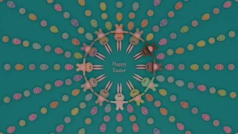 Bunny Circle: A Festive Easter Gathering Stock Illustration