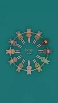 Bunny Circle: A Festive Easter Gathering 스톡 일러스트