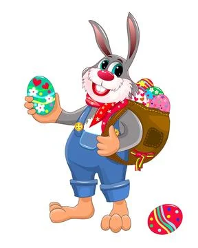 Bunny collects Easter eggs Stock Illustration