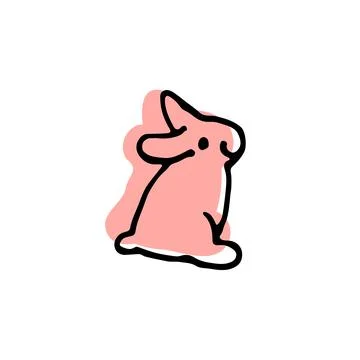 Bunny with color shadow vector icon in cute animals sketch set 스톡 일러스트