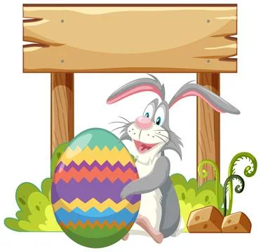 Bunny with Colorful Easter Egg Stock Illustration