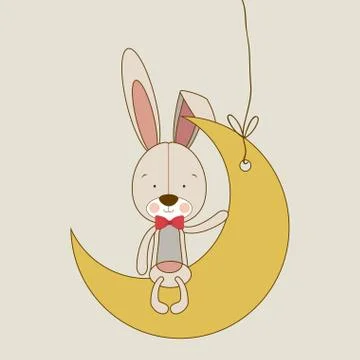Bunny design over beige background vector illustration Stock Illustration