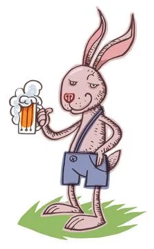 Bunny Drinking Beer Stock Illustration