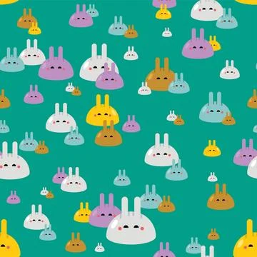 Bunny drop with ears pattern seamless. Funny creatures background. Cute car.. Stock Illustration