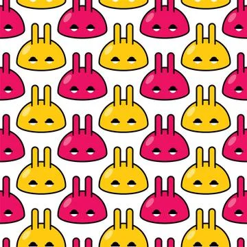 Bunny drop with ears pattern seamless. Funny creatures background. Cute car.. Stock Illustration