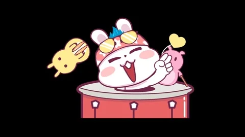 "Bunny Drum Animation - Transparent Background Video stock 282779358