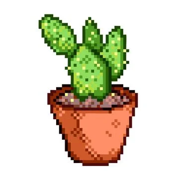 Bunny ear cactus vector art illustration pixel art. Stock Illustration