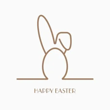 Bunny ears and easter egg outline banner design Stock Illustration