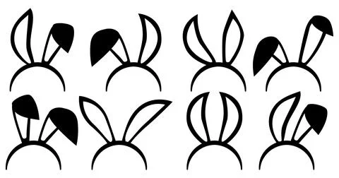 Bunny Ears collection. Easter rabbit ear spring hat set isolated Stock Illustration