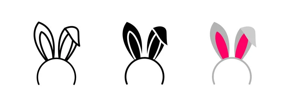 Bunny ears icon. Easter rabbit costume headband vector illustration. Festiv.. Stock Illustration
