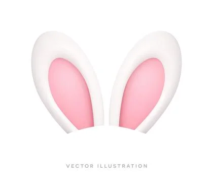 Bunny ears isolated on white background. Minimal pastel 3D Easter vector イラスト素材