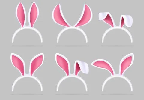Bunny ears mask. Easter rabbit costume photo booth isolated vector set Stockillustratie