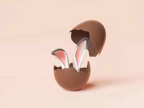 Bunny ears in sweet chocolate Easter egg Stock Photos