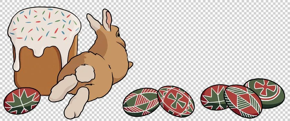 Bunny easter cake and rabbit isolate on a transparent background. easter, spring Stock Illustration