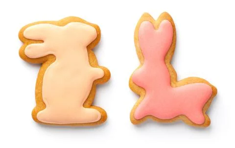 Bunny Easter Cookies Isolated On White Background Stock Photos