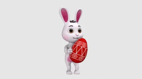 Bunny with easter egg – 3d render looped with alpha channel. Stock Footage 270056221