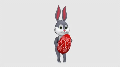 Bunny with easter egg – 3d render looped with alpha channel. Stock Footage 270132679