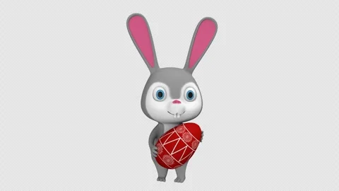 Bunny with easter egg – 3d render looped with alpha channel. Stock Footage 270280446