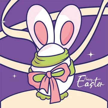 Bunny easter egg with a bow Happy easter season Vector Stock Illustration