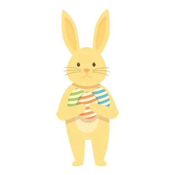 Bunny with easter egg icon cartoon vector. Cute rabbit Stock Illustration