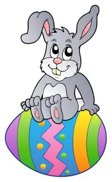 Bunny on Easter egg Stock Illustration