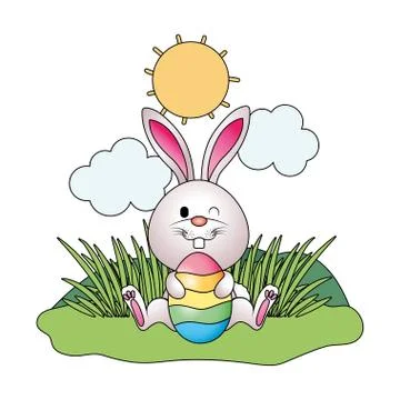Bunny with easter egg Stock Illustration