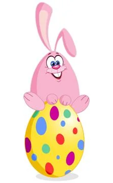 Bunny on easter egg Stock Illustration