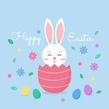 Bunny in easter egg Stock Illustration