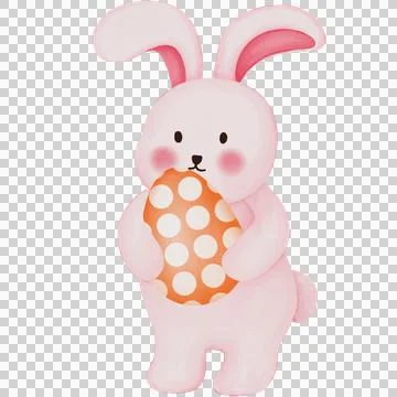 Bunny with easter egg. Watercolor easter day illustration. Stock Illustration