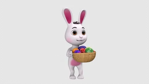 Bunny with easter eggs – 3d render looped with alpha channel. Stock Footage 270056659