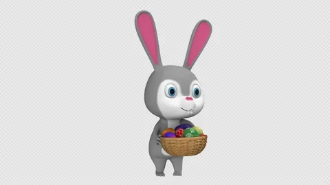 Bunny with easter eggs – 3d render looped with alpha channel. Stock Footage 270280587