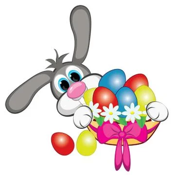 Bunny With Easter Eggs Stock Illustration