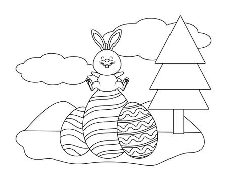 Bunny with easter eggs Stock Illustration