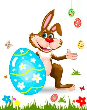 Bunny with easter eggs Stock Illustration