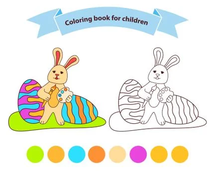 Bunny Easter eggs. Isolated on white background. Hare cartoon character. Illustrazione stock