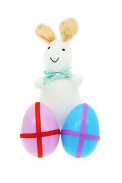 Bunny with easter eggs Foto stock