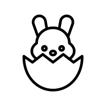 Bunny in eggshell vector, Easter line icon editable stroke Stock Illustration