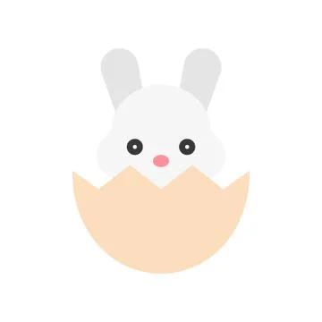Bunny in eggshell vector, Isolated Easter flat style icon Stock Illustration