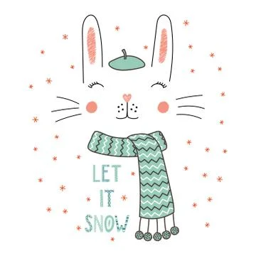 Bunny face in a beret Illustrazione stock