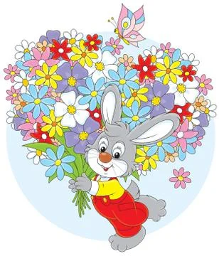 Bunny with flowers Stock Illustration